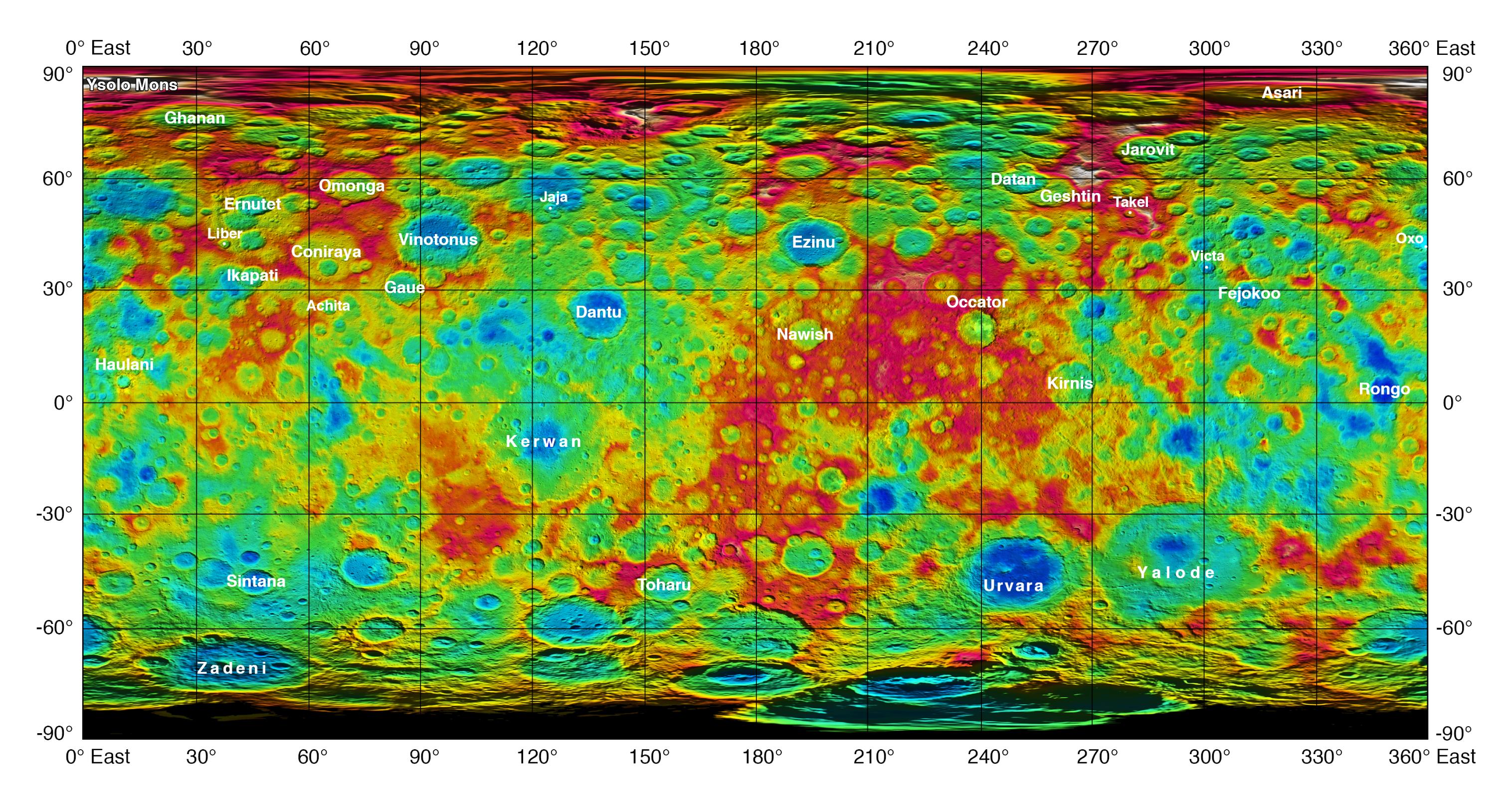 Topographic map of Ceres