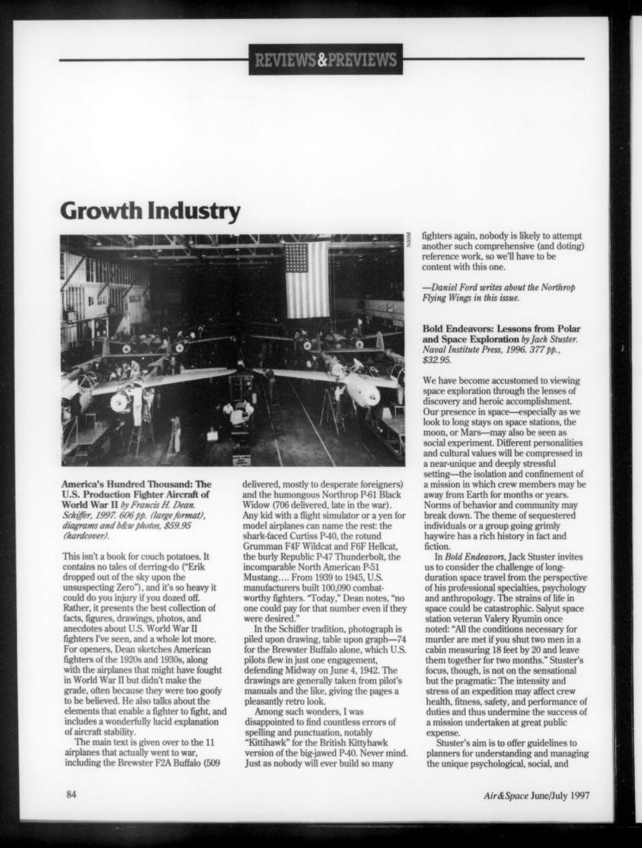 Ryumin on murder: Reviews and Previews, Air &amp; Space, June-July 1997, p. 84.